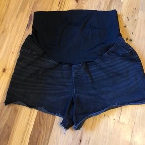Black jean maternity shorts